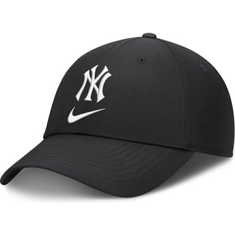 Cappellino curvo nero regolabile Primetime Club Structured UV Poly Ripstop dei New York Yankees MLB di Nike
