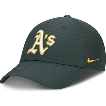 Cappellino curvo verde regolabile Club Structured UV Poly Ripstop di Oakland Athletics MLB di Nike