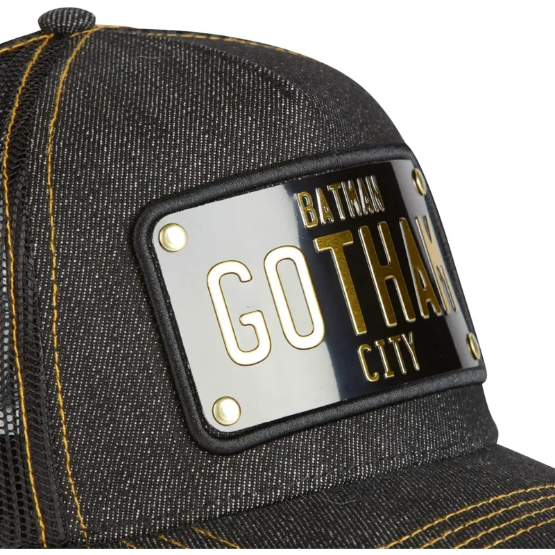 cappellino-trucker-nero-con-placca-gotham-city-batman-dc6-batp1-dc-comics-di-capslab