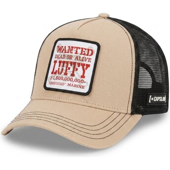 Cappellino trucker beige e nero Monkey D. Luffy OP7 DOA1B One Piece di Capslab