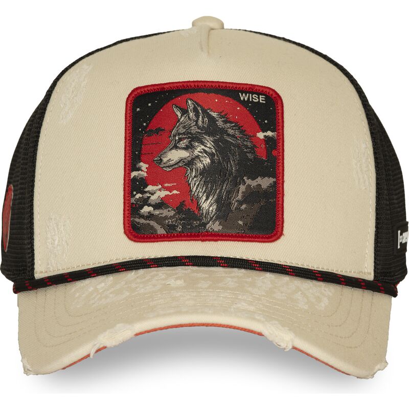 cappellino-trucker-beige-e-nero-lupo-wise-bea3-wisb-beasts-di-capslab cappellino-trucker-beige-e-nero-lupo-wise-bea3-wisb-beasts-di-capslab