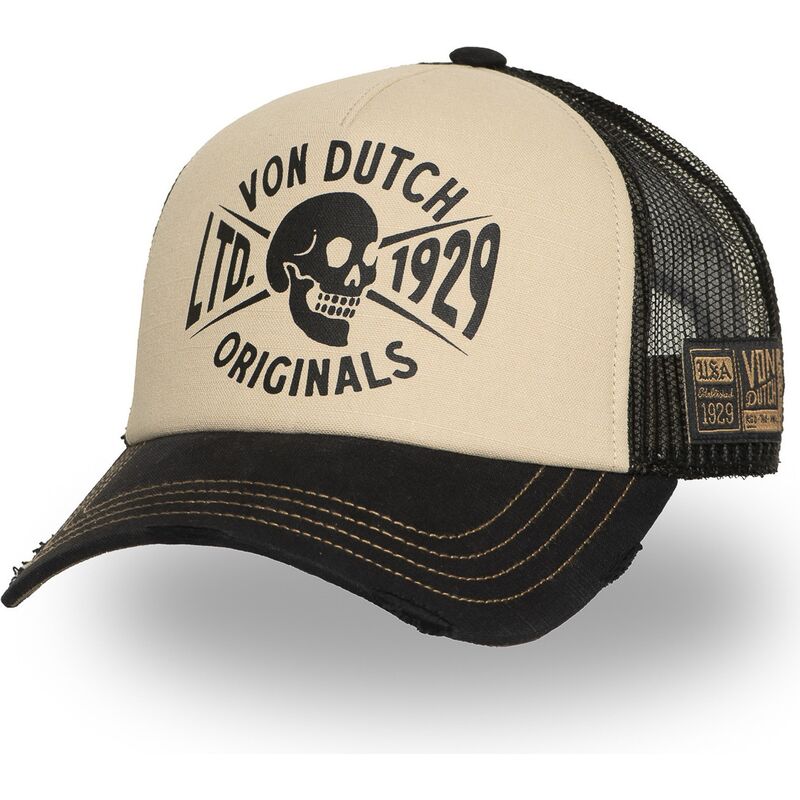 cappellino-trucker-beige-e-nero-crew28-di-von-dutch