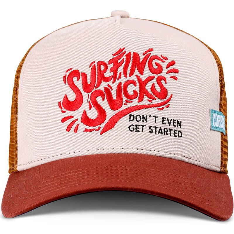 cappello-curvo-marrone-snapback-surfing-sucks-di-coastal