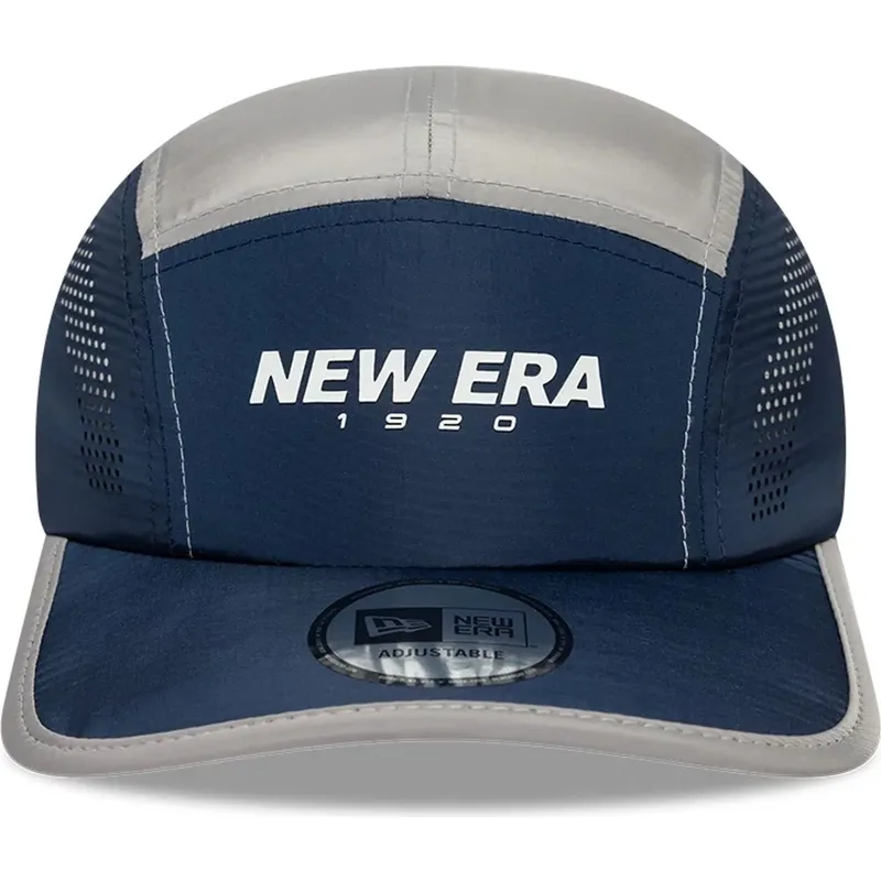 cappellino-5-panel-curvo-blu-navy-regolabile-runner-colour-block-di-new-era