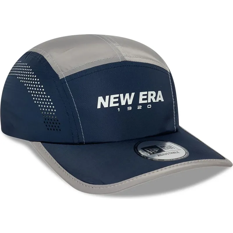 cappellino-5-panel-curvo-blu-navy-regolabile-runner-colour-block-di-new-era