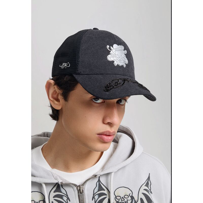 cappello-curvo-nero-snapback-love-kills-slowly-washed-di-ed-hardy