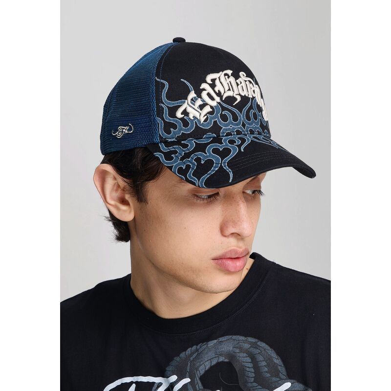 cappello-curvo-nero-snapback-flaming-di-ed-hardy