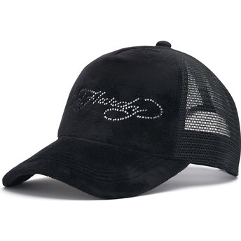 Cappello curvo nero snapback Core Silver Diamante Velour di Ed Hardy
