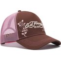 cappello-curvo-marrone-snapback-rosa-skull-and-roses-di-ed-hardy