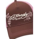 cappello-curvo-marrone-snapback-rosa-skull-and-roses-di-ed-hardy