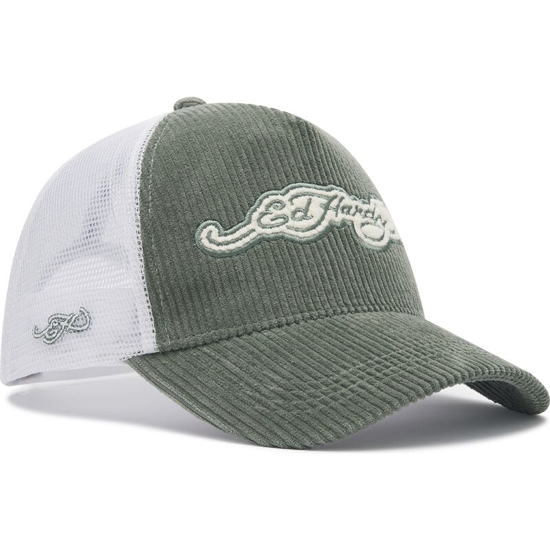 cappello-curvo-verde-snapback-embroidery-applique-cord-di-ed-hardy