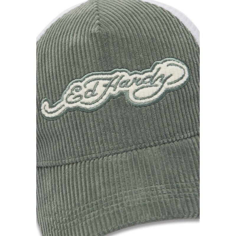 cappello-curvo-verde-snapback-embroidery-applique-cord-di-ed-hardy