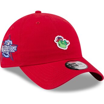 Cappello curvo rosso cinghia regolabile Casual Classic All Star Game Fan Pack dei Philadelphia Phillies MLB di New Era