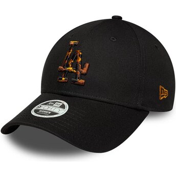 Cappello curvo nero cinghia regolabile 9FORTY Tort Infill dei Los Angeles Dodgers MLB di New Era