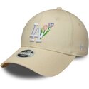 cappello-curvo-beige-cinghia-regolabile-9forty-flower-icon-dei-los-angeles-dodgers-mlb-di-new-era