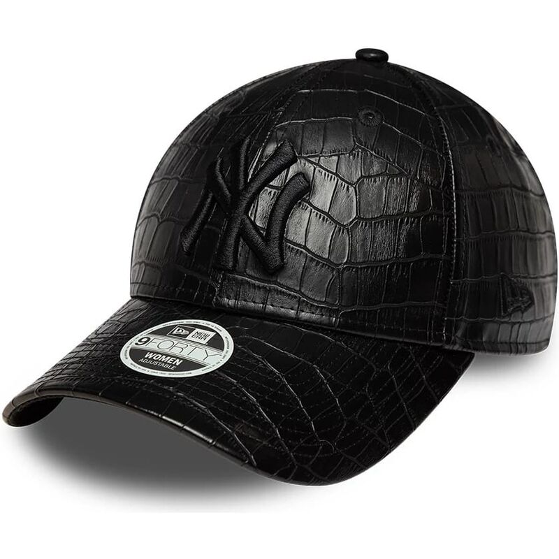 cappello-curvo-nero-cinghia-regolabile-9forty-pu-pattern-dei-new-york-yankees-mlb-di-new-era cappello-curvo-nero-cinghia-regolabile-9forty-pu-pattern-dei-new-york-yankees-mlb-di-new-era