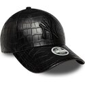 cappello-curvo-nero-cinghia-regolabile-9forty-pu-pattern-dei-new-york-yankees-mlb-di-new-era