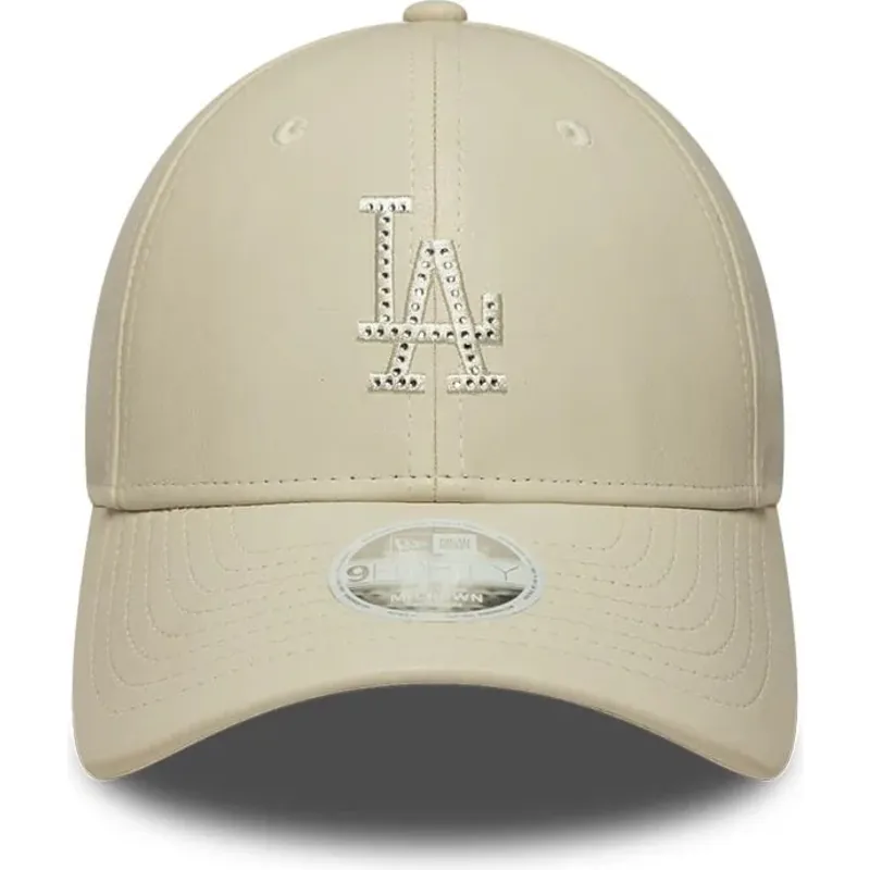 cappello-curvo-beige-snapback-9forty-m-crown-pu-diamante-dei-los-angeles-dodgers-mlb-di-new-era