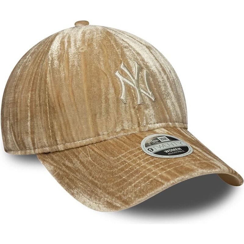 cappello-curvo-beige-cinghia-regolabile-9twenty-velour-dei-new-york-yankees-mlb-di-new-era