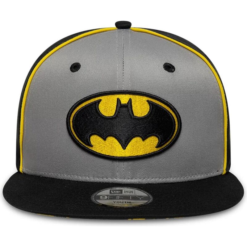 cappello-piatto-grigio-snapback-per-bambino-9fifty-piping-dei-batman-dc-comics-di-new-era