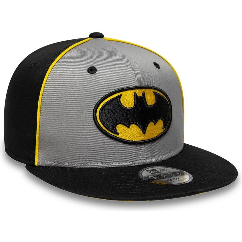 cappello-piatto-grigio-snapback-per-bambino-9fifty-piping-dei-batman-dc-comics-di-new-era