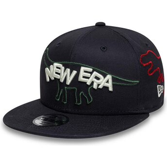 Cappello piatto blu marino snapback per bambino 9FIFTY Dino di New Era