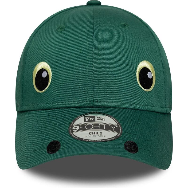 cappello-curvo-verde-snapback-per-bambino-9forty-dino-face-di-new-era