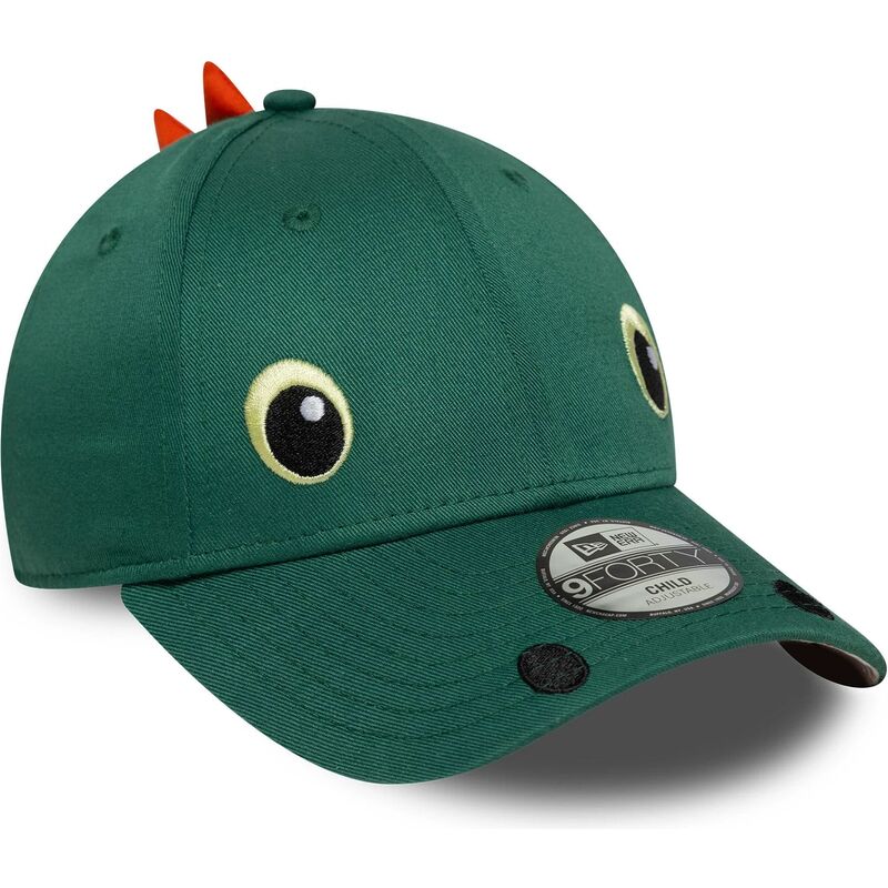 cappello-curvo-verde-snapback-per-bambino-9forty-dino-face-di-new-era