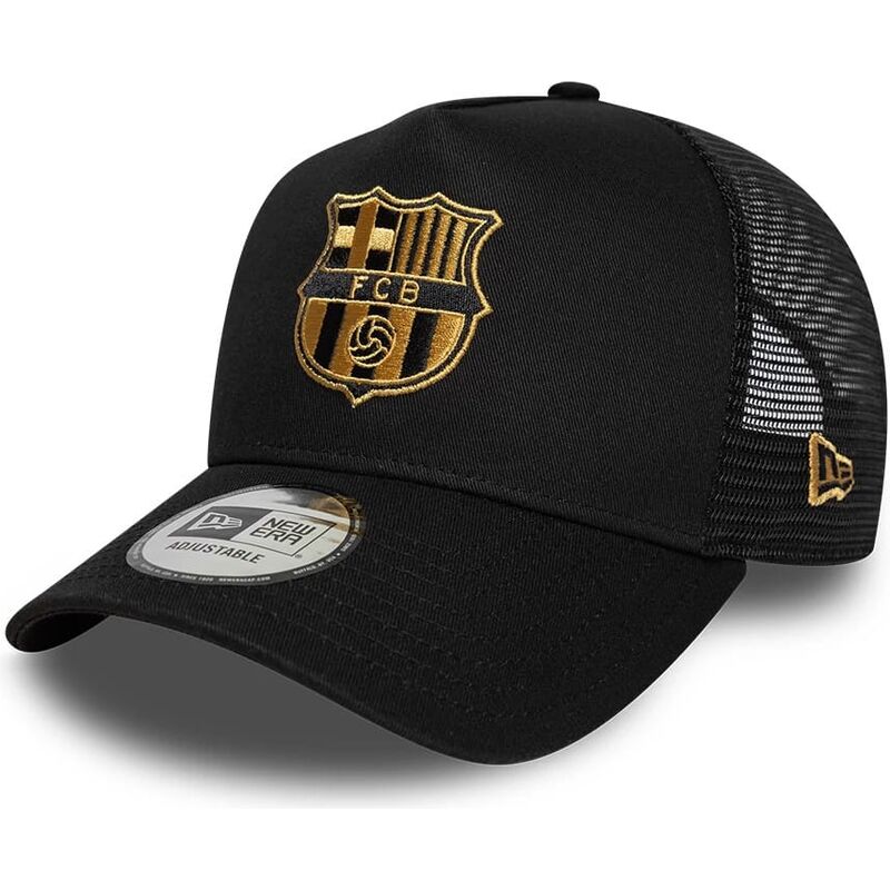 cappello-curvo-nero-snapback-dorado-a-frame-dei-fc-barcelona-laliga-di-new-era
