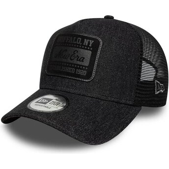 Cappello curvo nero snapback A Frame Patch Denim di New Era