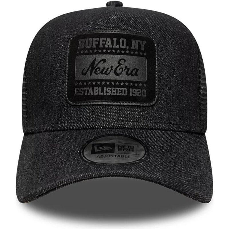 cappello-curvo-nero-snapback-a-frame-patch-denim-di-new-era cappello-curvo-nero-snapback-a-frame-patch-denim-di-new-era
