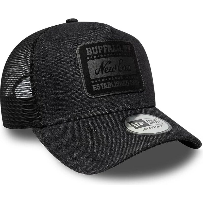 cappello-curvo-nero-snapback-a-frame-patch-denim-di-new-era cappello-curvo-nero-snapback-a-frame-patch-denim-di-new-era