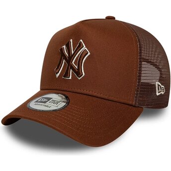 Cappello curvo marrone snapback E Frame Outline dei New York Yankees MLB di New Era