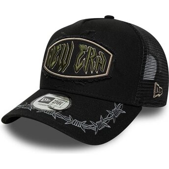 Cappello curvo nero snapback E Frame Distressed Patch di New Era