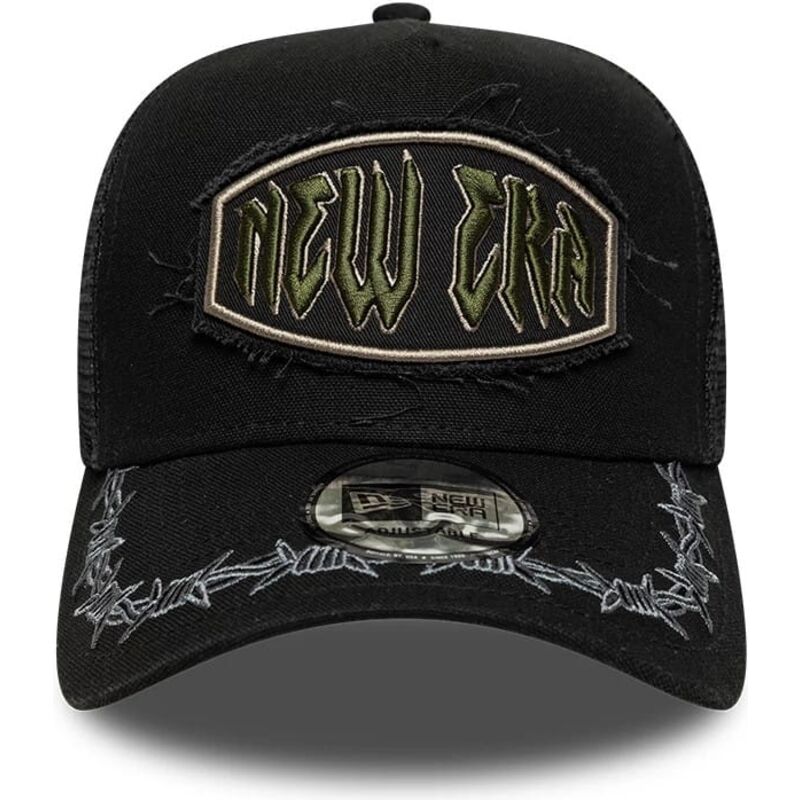 cappello-curvo-nero-snapback-e-frame-distressed-patch-di-new-era cappello-curvo-nero-snapback-e-frame-distressed-patch-di-new-era