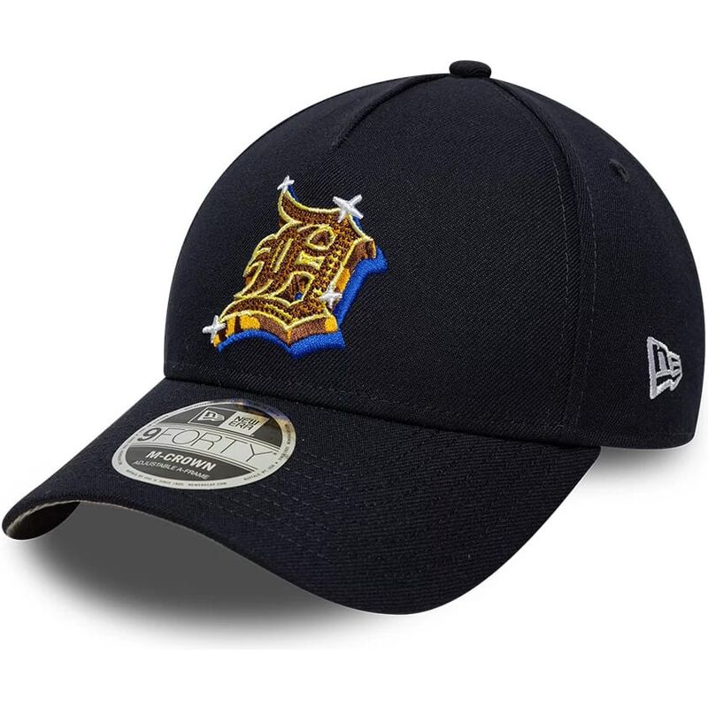 cappello-curvo-blu-marino-snapback-9forty-m-crown-a-frame-emblem-dei-detroit-tigers-mlb-di-new-era