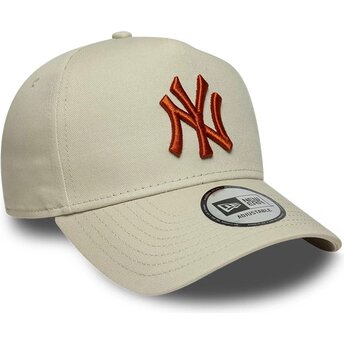 Cappello curvo beige snapback E Frame League Essential dei New York Yankees MLB di New Era