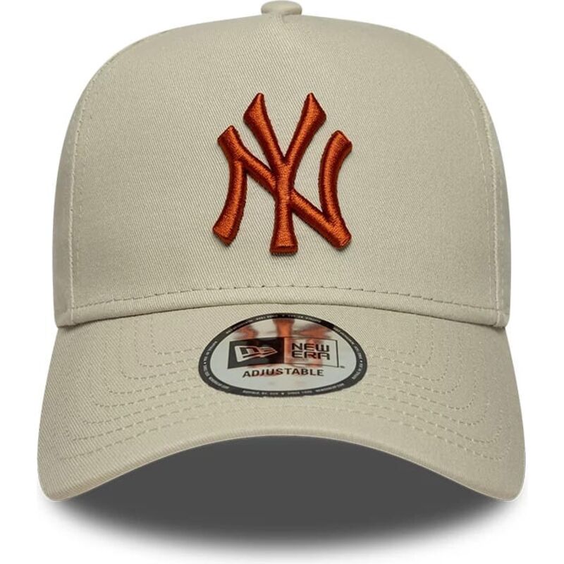 cappello-curvo-beige-snapback-e-frame-league-essential-dei-new-york-yankees-mlb-di-new-era