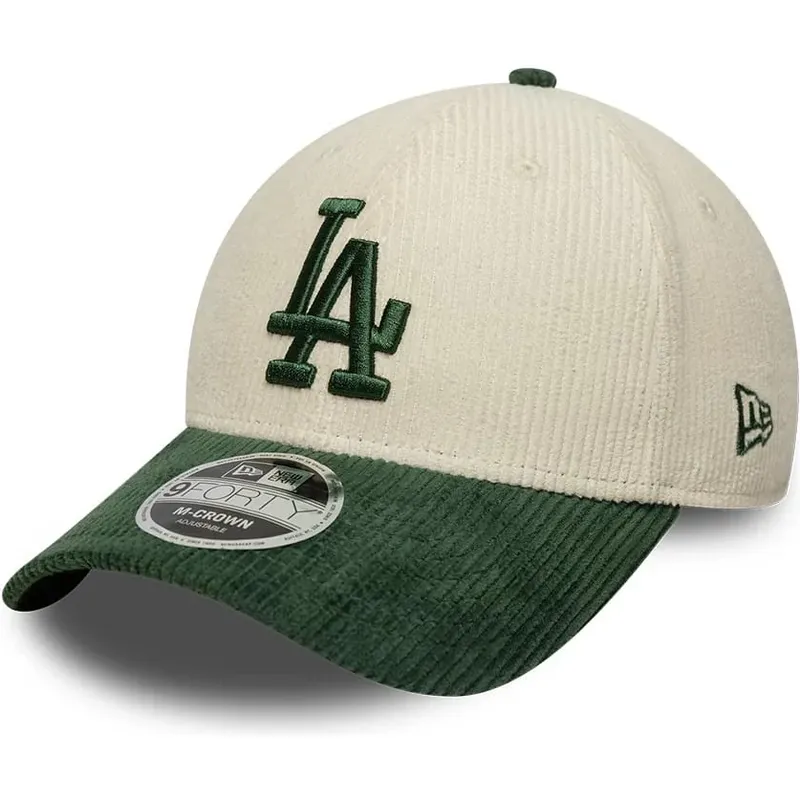 cappello-curvo-beige-snapback-9forty-m-crown-cord-dei-los-angeles-dodgers-mlb-di-new-era