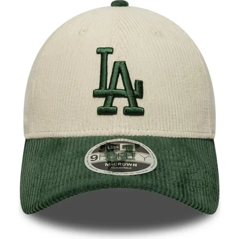 cappello-curvo-beige-snapback-9forty-m-crown-cord-dei-los-angeles-dodgers-mlb-di-new-era
