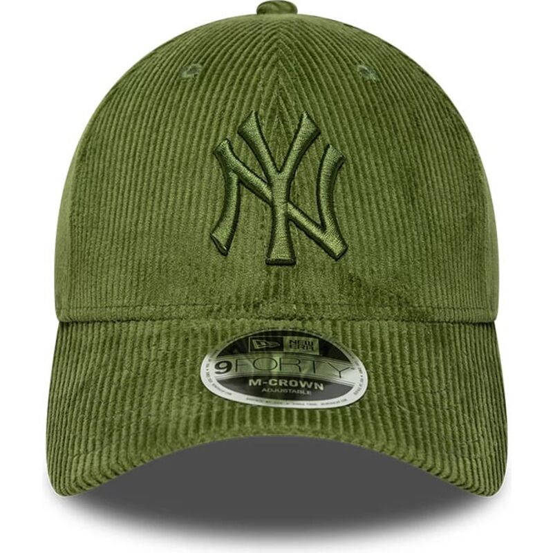 cappello-curvo-verde-cinghia-regolabile-9forty-m-crown-cord-dei-new-york-yankees-mlb-di-new-era