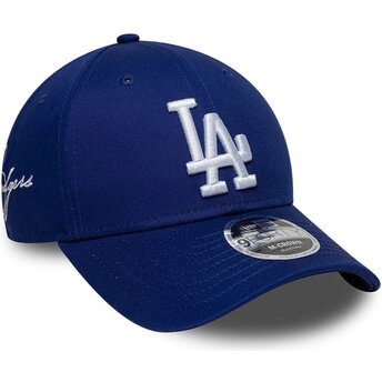 Cappello curvo blu snapback 9FORTY M-Crown Side Script dei Los Angeles Dodgers MLB di New Era