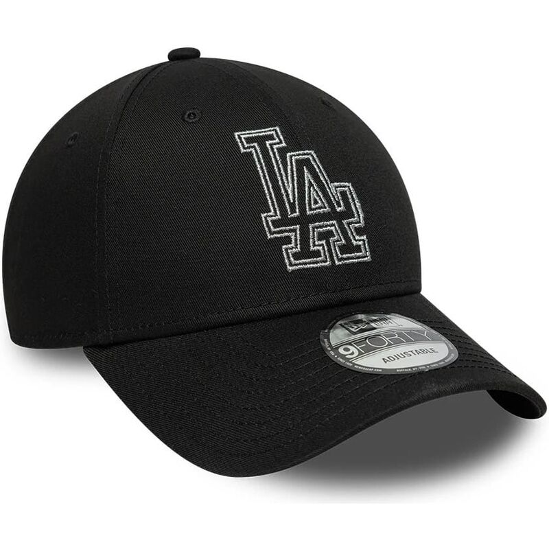 cappello-curvo-nero-cinghia-regolabile-9forty-metallic-outline-dei-los-angeles-dodgers-mlb-di-new-era