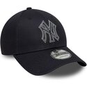 cappello-curvo-blu-marino-cinghia-regolabile-9forty-metallic-outline-dei-new-york-yankees-mlb-di-new-era