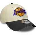 cappello-curvo-beige-cinghia-regolabile-9forty-colour-block-dei-los-angeles-lakers-nba-di-new-era