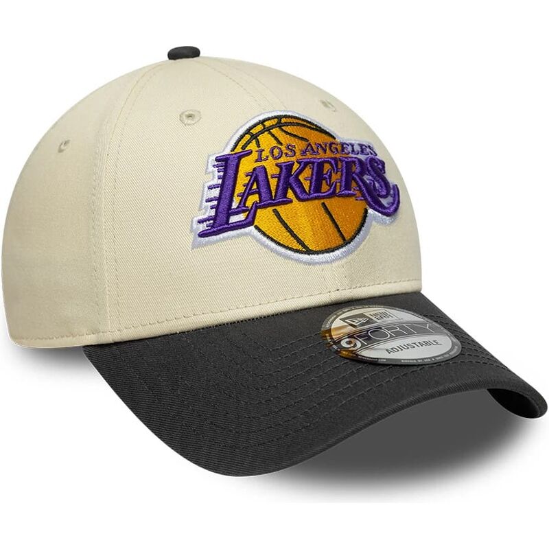 cappello-curvo-beige-cinghia-regolabile-9forty-colour-block-dei-los-angeles-lakers-nba-di-new-era