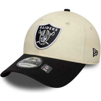 Cappello curvo beige cinghia regolabile 9FORTY Colour Block dei Las Vegas Raiders NFL di New Era