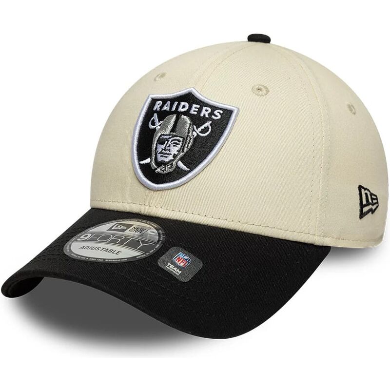 cappello-curvo-beige-cinghia-regolabile-9forty-colour-block-dei-las-vegas-raiders-nfl-di-new-era