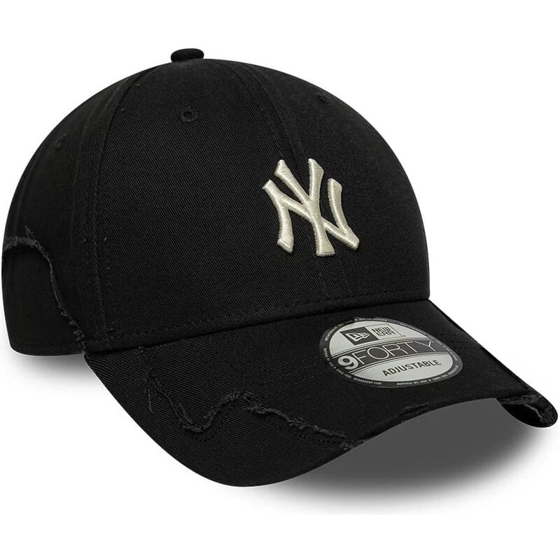 cappello-curvo-nero-cinghia-regolabile-9forty-stitched-dei-new-york-yankees-mlb-di-new-era