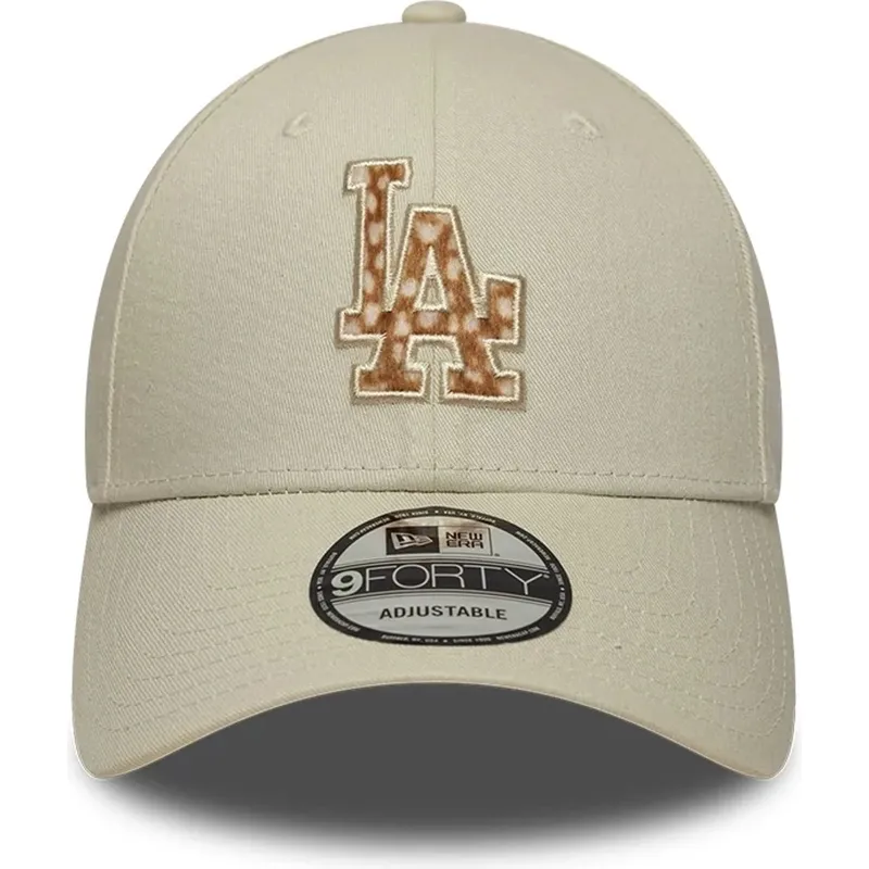 cappello-curvo-beige-cinghia-regolabile-9forty-faux-pony-infill-dei-los-angeles-dodgers-mlb-di-new-era